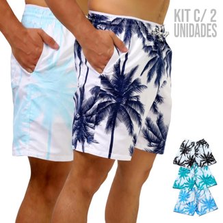 KIT c/2 Shorts Bermuda Tactel Praia Muricinho Masculina COQUEIRO 2 704