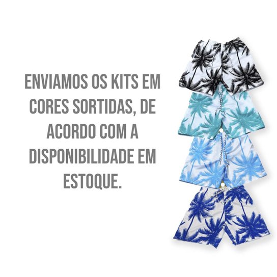 KIT c/2 Shorts Bermuda Tactel Praia Muricinho Masculina COQUEIRO 2 704