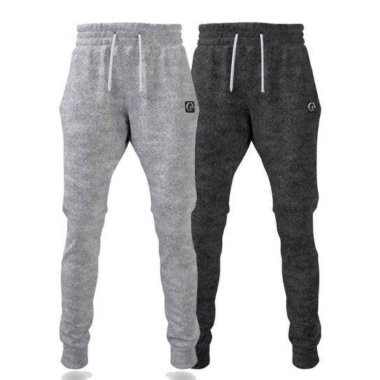 Kit Calça Moletom Masculina Cinza Jogger Skinny Básica Frio
