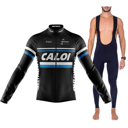 Kit Camisa Ciclismo Caloi com Bretelle Longo Forro Gel 3d Bike
