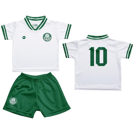 Kit Camiseta e Shorts Branco Bebê Palmeiras - Torcida Baby