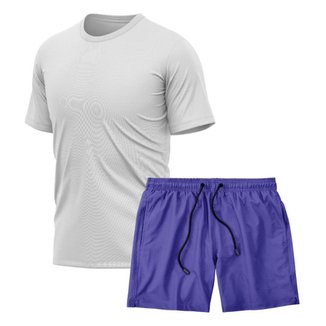 Kit Camiseta Manga Curta Dry Branca + Short Tactel Academia Caminhada Gênero:Homem;Tamanho:P;Cor: