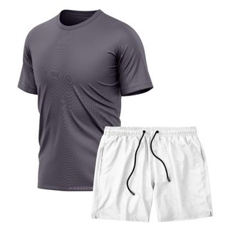 Kit Camiseta Manga Curta Dry Chumbo + Short Tactel Academia Caminhada Gênero:Homem;Tamanho:G;Cor: