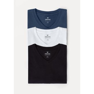 Kit Camisetas Hering Básicas Slim Gola V Masculina 3 Peças