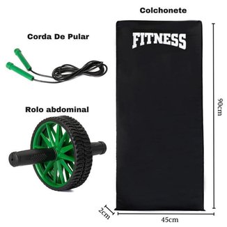 Kit Colchonete De Academia treino Pilates Yoga corda De Pular e roda Abdominal