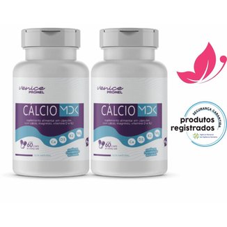 Kit com 02 Calcio Mdk - Calcio, Magnesi*o, Vitamina D3 E K2 60 Capsulas de 530mg