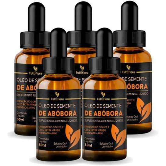 Kit Com 05 - Óleo de Semente de Abóbora Rico em Vitamina E 30ml TuttiFlora