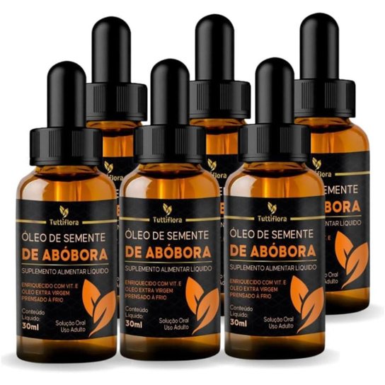 Kit Com 06 - Óleo de Semente de Abóbora Rico em Vitamina E 30ml TuttiFlora