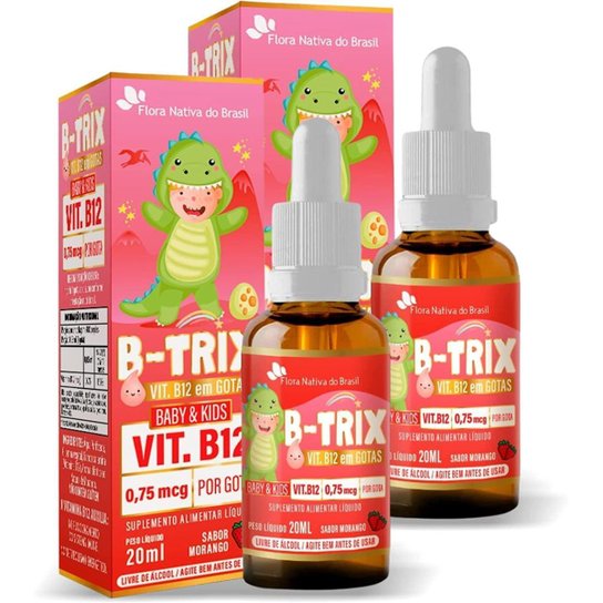 Kit Com 2 B-TRIX Vitamina B12 Kids em Gotas 20ml Flora Nativa