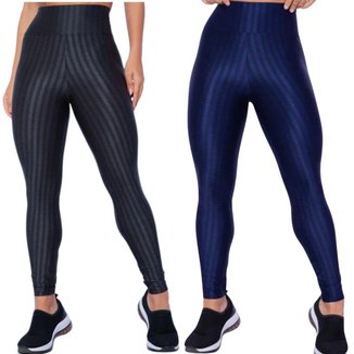Kit Com 2 Calças Legging Cirre 3D Academia Feminina Genero:Feminino;Tamanho:M;Cor: