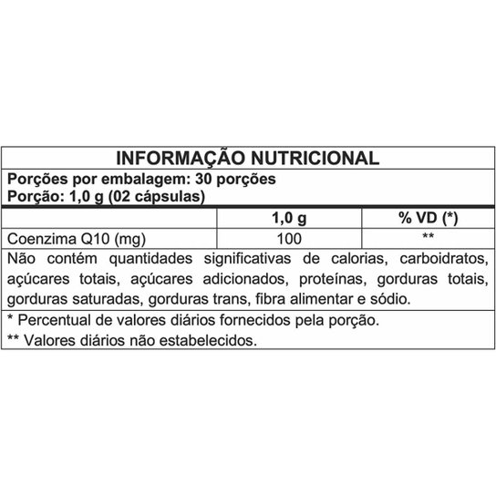 Kit Com 2 - Coenzima Q10 100% Pura Com 100mg Por Porção 60 Cápsulas Nataly