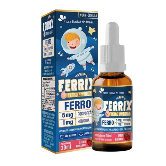 Kit Com 2 FERRIX Suplemento de Ferro em Gotas Kids 30ml Flora Nativa