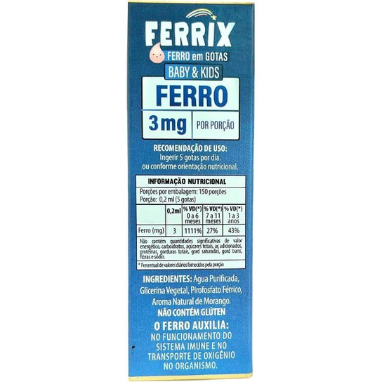 Kit Com 2 FERRIX Suplemento de Ferro em Gotas Kids 30ml Flora Nativa