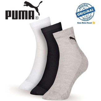 Kit Com 3 Pares Meias Cano Médio Algodão Puma Esporte Meia Feminino Sport