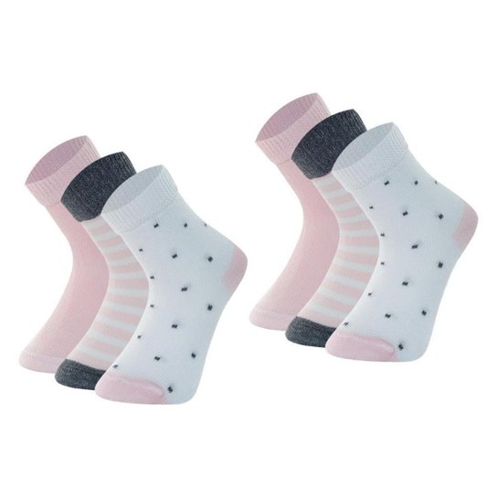 Kit Com 6 Pares Meias Infantil Bebe Mash De Algodão