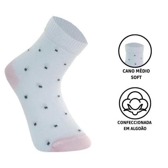 Kit Com 6 Pares Meias Infantil Bebe Mash De Algodão