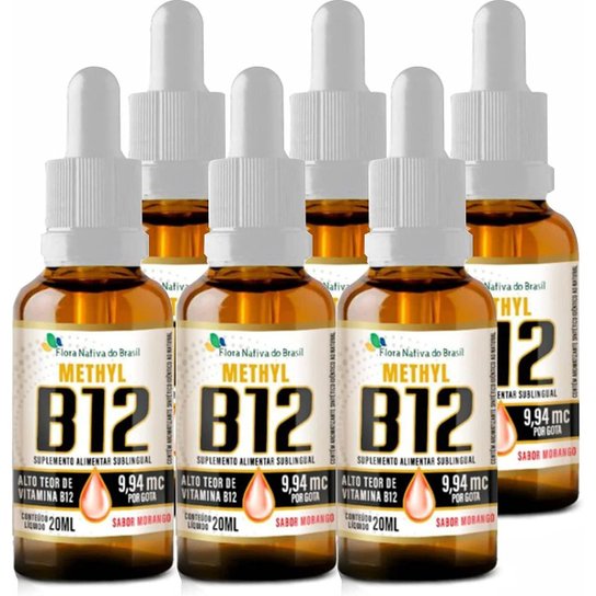 Kit Com 6 Vitamina B12 Sublingual (Metilcobalamina) 20ml - Flora Nativa