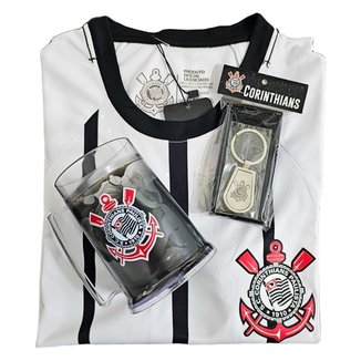 Kit Corinthians Oficial - Camisa Raglan + Caneca + Chaveiro - Masculino