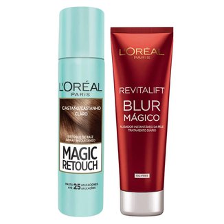 Kit Corretivo Castanho Claro + Aperfeiçoador L'Oréal Paris Magic Blur