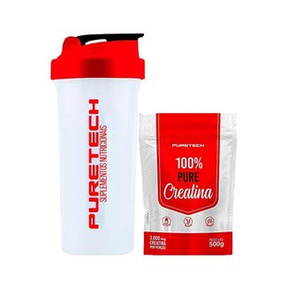 Kit Creatina 100% Pure 500g + Coqueteleira 700ml - PURETECH