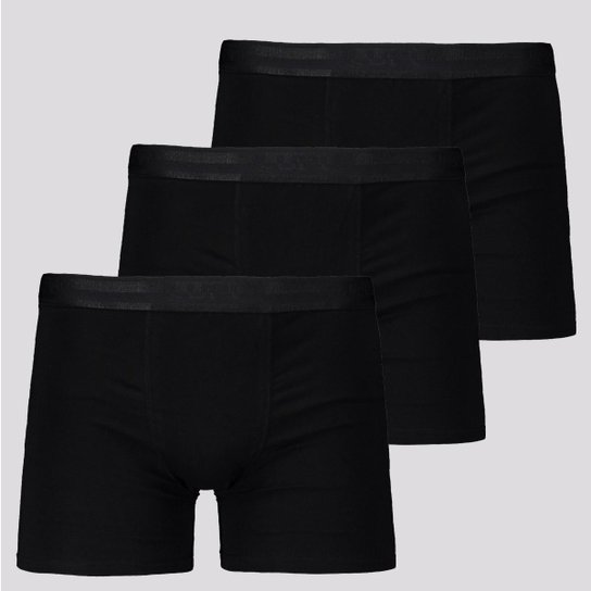 Kit de 3 Cuecas Boxer Lupo Elastic Soft Preta