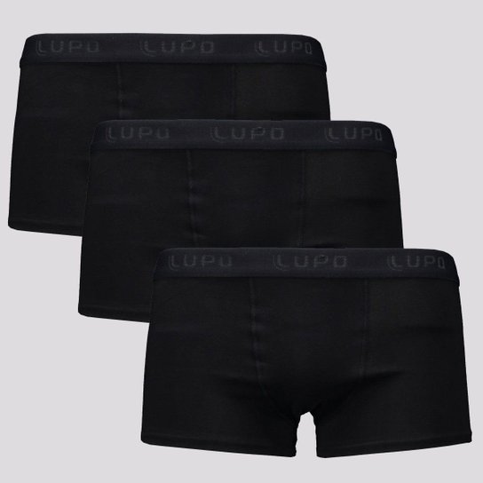 Kit de 3 Cuecas Lupo Algodão Com Elastano Preta