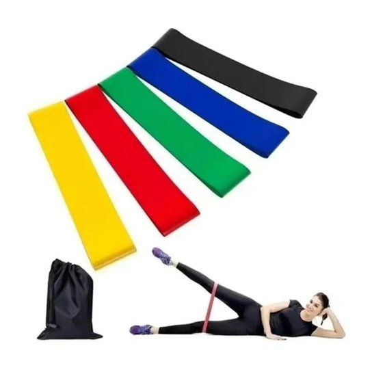 Kit Elástico Extensor Para Exercicio E Conjunto 5 Faixa Elastica Cor:;Gênero:Unissex;Tamanho:Único