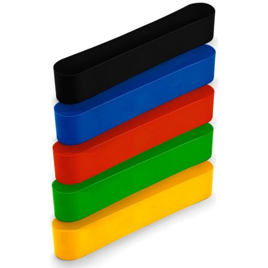 Kit Elásticos Extensor Resistente 11 Itens Mais Kit 5 Mini Bands Treino Em Casa