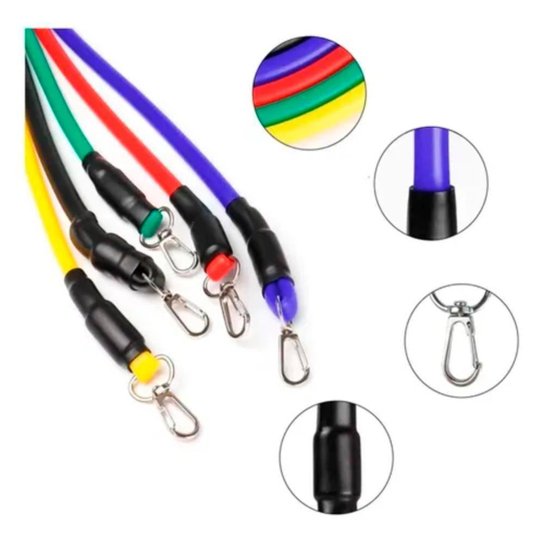 Kit Elásticos Extensor Resistente 11 Itens Mais Kit 5 Mini Bands Treino Em Casa