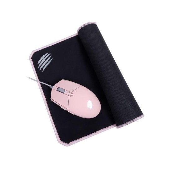 Kit Gamer Mouse E Mousepad Arya OEX Game MC104 Preto e Rosa
