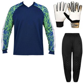 Kit Goleiro Infantil Camisa Kanga + Calça TRB + Luva Penalty