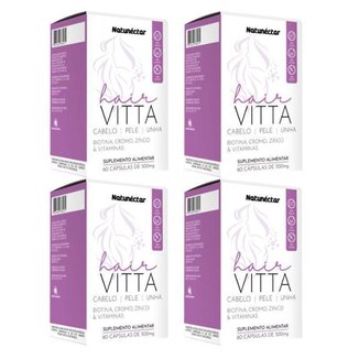 Kit Hair Vitta Cabelo Pele E Unha Natunectar 500Mg – 4 Unid (240 Cápsulas)