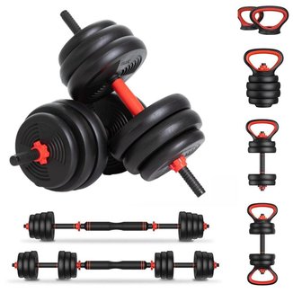 Kit Halteres 6 em 1 Peso Musculação até 50kg Ajustável Preto