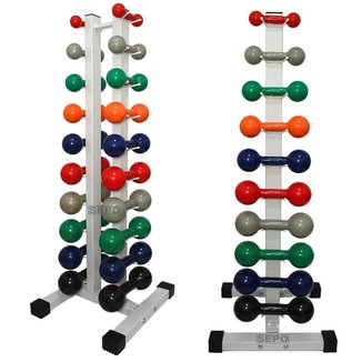 Kit Halteres Emborrachado 1,2,3,4,5,6,7,8,9,10 (1 ao 10Kg) Com Suporte CHÃO