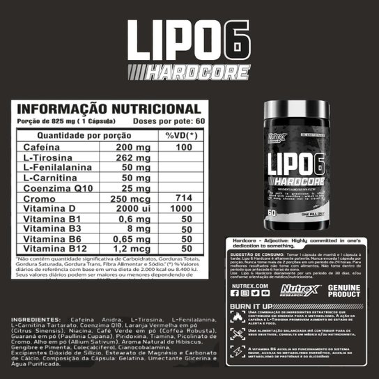 Kit HemoRage + Creatina 300g + Lipo 6 + Anabol + Coq. Nutrex