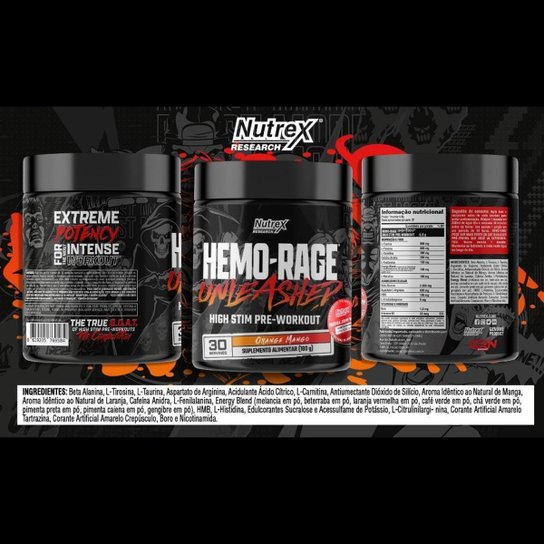 Kit HemoRage + Creatina 300g + Lipo 6 + Anabol + Coq. Nutrex
