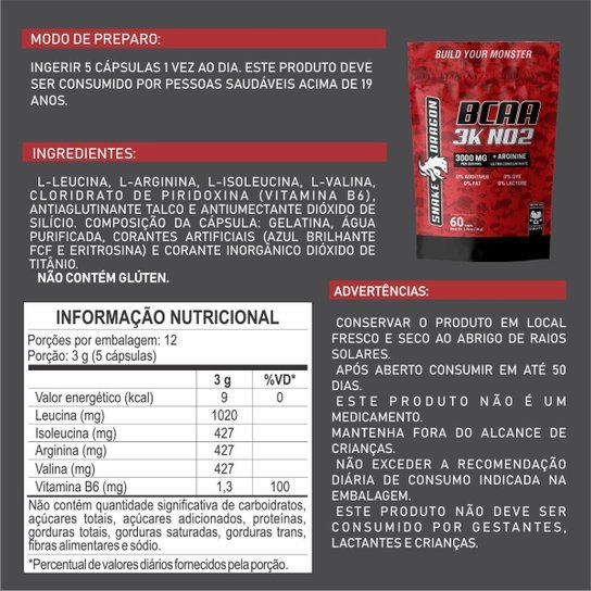 Kit Hipercalórico Mass 30000 1,4kg , Creatina 100g, BCAA 60 Cáps Snake Dragon e Coqueteleira 600ml