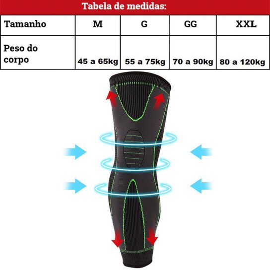 KIT JOELHEIRA + TORNOZELEIRA ESPORTIVA AJÚSTAVEL COMPRESSÃO