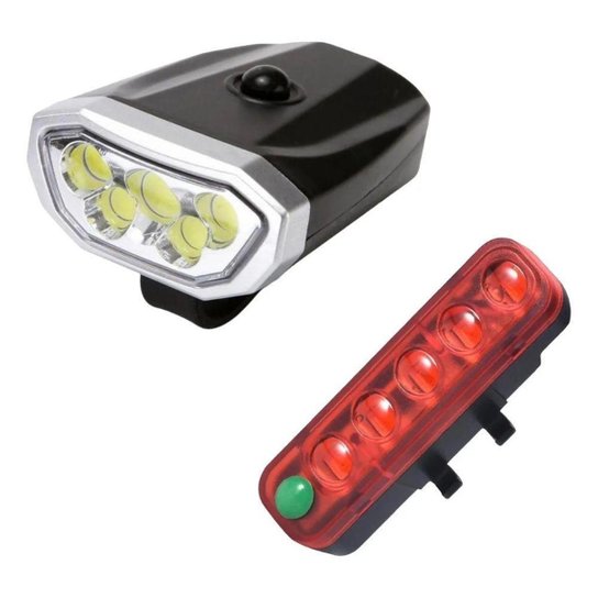 Kit Lanterna Dianteiro e Traseiro Recarregável USB para Bicicleta Bike