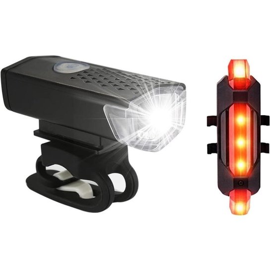 Kit Lanterna Farol LED Bike Recarregavel USB A Prova D'água