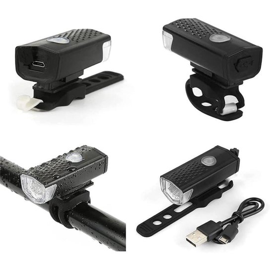 Kit Lanterna Farol LED Bike Recarregavel USB A Prova D'água