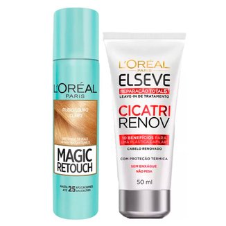 Kit L'Oréal Paris Magic Retouch + Cicatri Renov Kit Leave-In + Corretivo Capilar Louro Claro