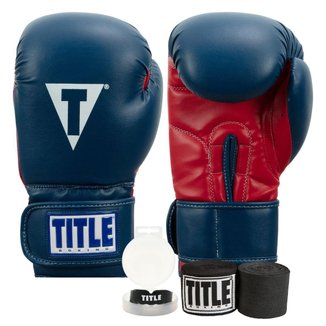 Kit Luva de Boxe Muay Thai Title Essencial + 1 Par de Bandagem 3M + 1 Protetor Bucal