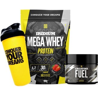 Kit Mega Whey Protein+ Creatina Fuel 150g + Coqueteleira - Iridium Labs