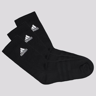 Kit Meia Adidas 3 Pares Cano Alto Preta e Branca