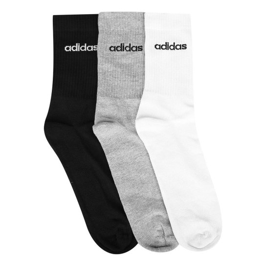 Kit Meia Adidas Cano Alto Com 3 Pares