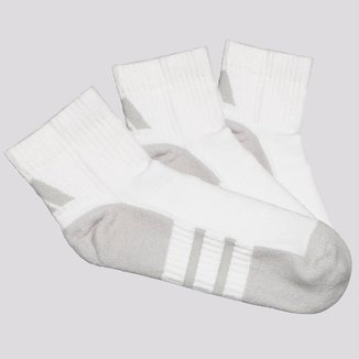 Kit Meia Adidas ESS Cano Médio 3 Pares Branco e Cinza