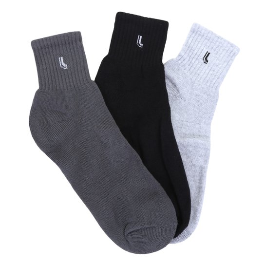 Kit Meia Cano Médio Atoalhada Lupo Masculina 3 Pares