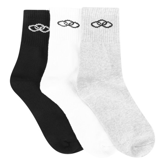 Kit Meia Cano Médio Olympikus Feminina 3 Pares