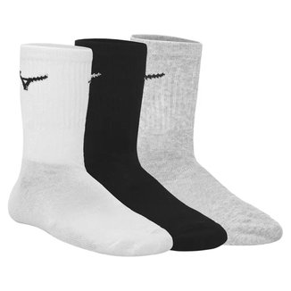 Kit Meia Mizuno Cano Médio Training Pacote com 3 pares - Branco e Preto - 39/44